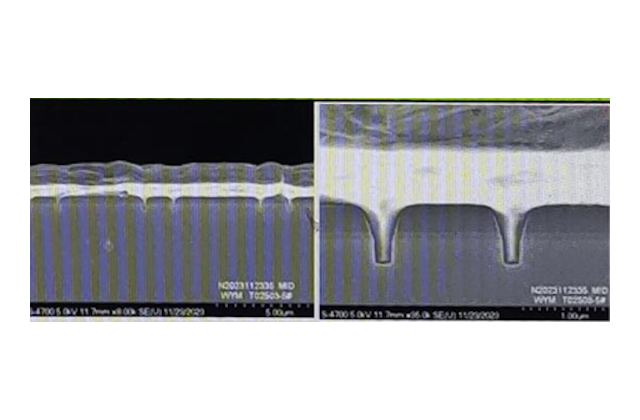 Результаты технологических процессов. Заполнение алюминием структур размером 1 мкм