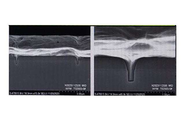 Результаты технологических процессов. Заполнение алюминием структур размером 0,2 мкм