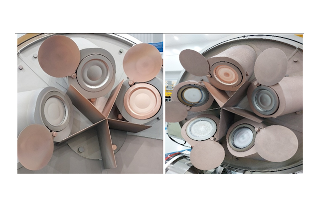 Камеры распыления с тремя и пятью мишенями