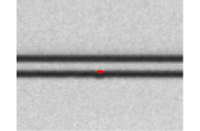 Обнаружение дефекта, деформации линии, размером 0,71 мкм при увеличении 10х